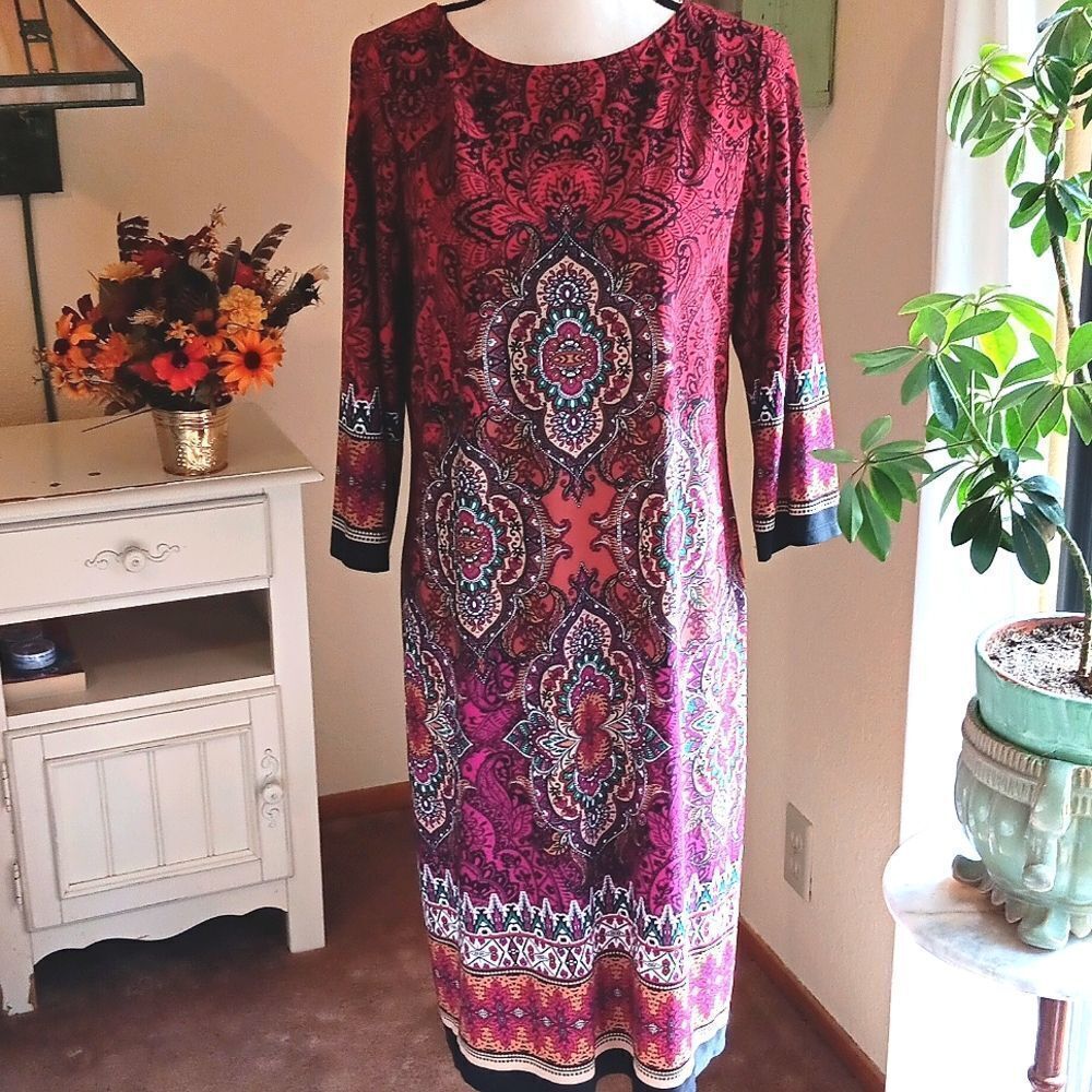 London Times Women's Arabesque Dress. Bohemian.  .